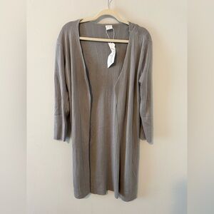 Silk & Salt Ribbed Knit Cardigan Duster Taupe Neutral Minimalist Layer Large NWT
